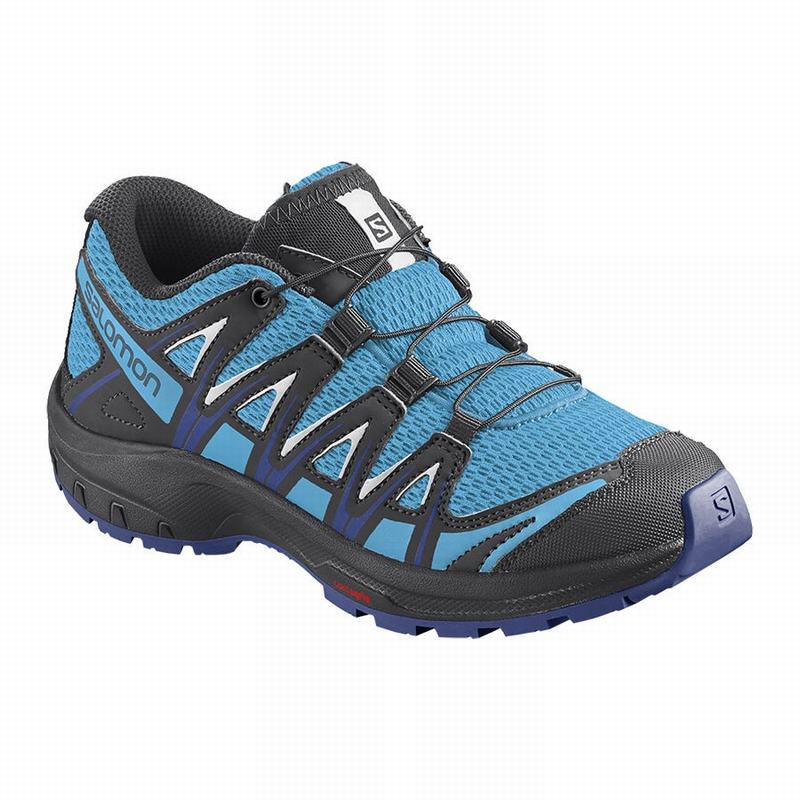 SALOMON UK XA PRO 3D J - Kids Trail Running Shoes Blue/White,EHIO56748